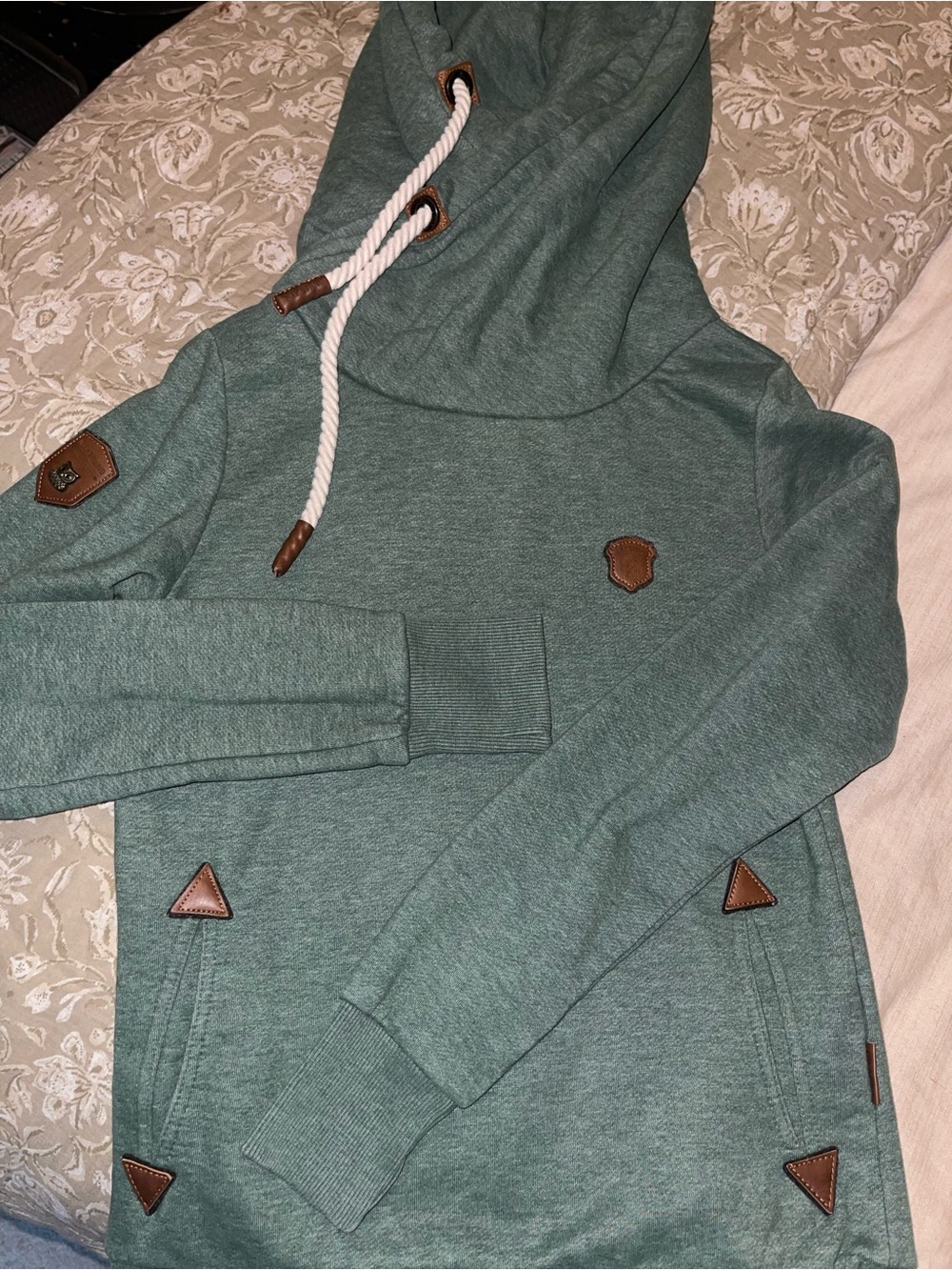 Naketano front pocket hoodie with leather patches